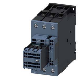Elektrischer Schütz mit mehreren Anschlüssen und nummerierten Klemmen für Schaltkreise, vor einem weißen Hintergrund.
