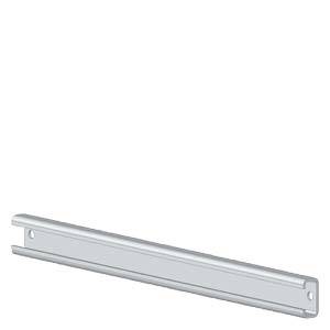 Ein einzelnes silbernes Metallscharnier, horizontal positioniert, vor weißem Hintergrund, mit zwei Befestigungslöchern auf jeder Seite.