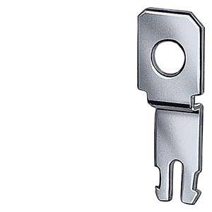 Ein silbernes Schaltschrankschlüssel-Universalwerkzeug aus Metall mit runden und flachen Kanten, verwendet für verschiedene Schranktüren.