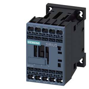'Siemens SIRIUS Schütz, Modell 3RT2,' eine elektromechanische Schaltvorrichtung, die elektrische Lasten steuert und schaltet.