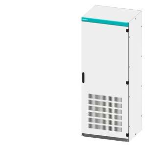 Ein weißer, rechteckiger Schaltschrank mit schwarzem Griff und Lüftungsschlitzen an der Vorderseite, auf hellem Hintergrund.