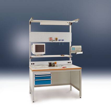 Manuflex ZB8235.9006 Schwenkarm Ablageboard 370x370mm mit Doppelgelenk für ALU Tisch ähnlich RAL9006 alusilber