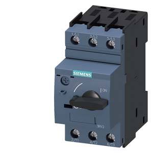 Ein grauer Siemens-Schalter ist abgebildet. Er zeigt die Stellung 'I' für 'eingeschaltet' an. Oben sind Klemmen für elektrische Anschlüsse sichtbar.