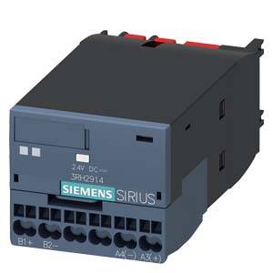 Ein Siemens SIRIUS Relais mit Modellnummer 3RH2914, zeigt Anschlüsse und Kontrollelemente. Geeignet für industrielle Anwendungen.