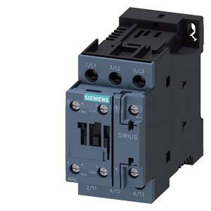 Ein elektrischer Siemens SIRIUS Schütz in Schwarz und Blau mit klar erkennbaren Anschlussklemmen und einer typischen Logo-Aufschrift.