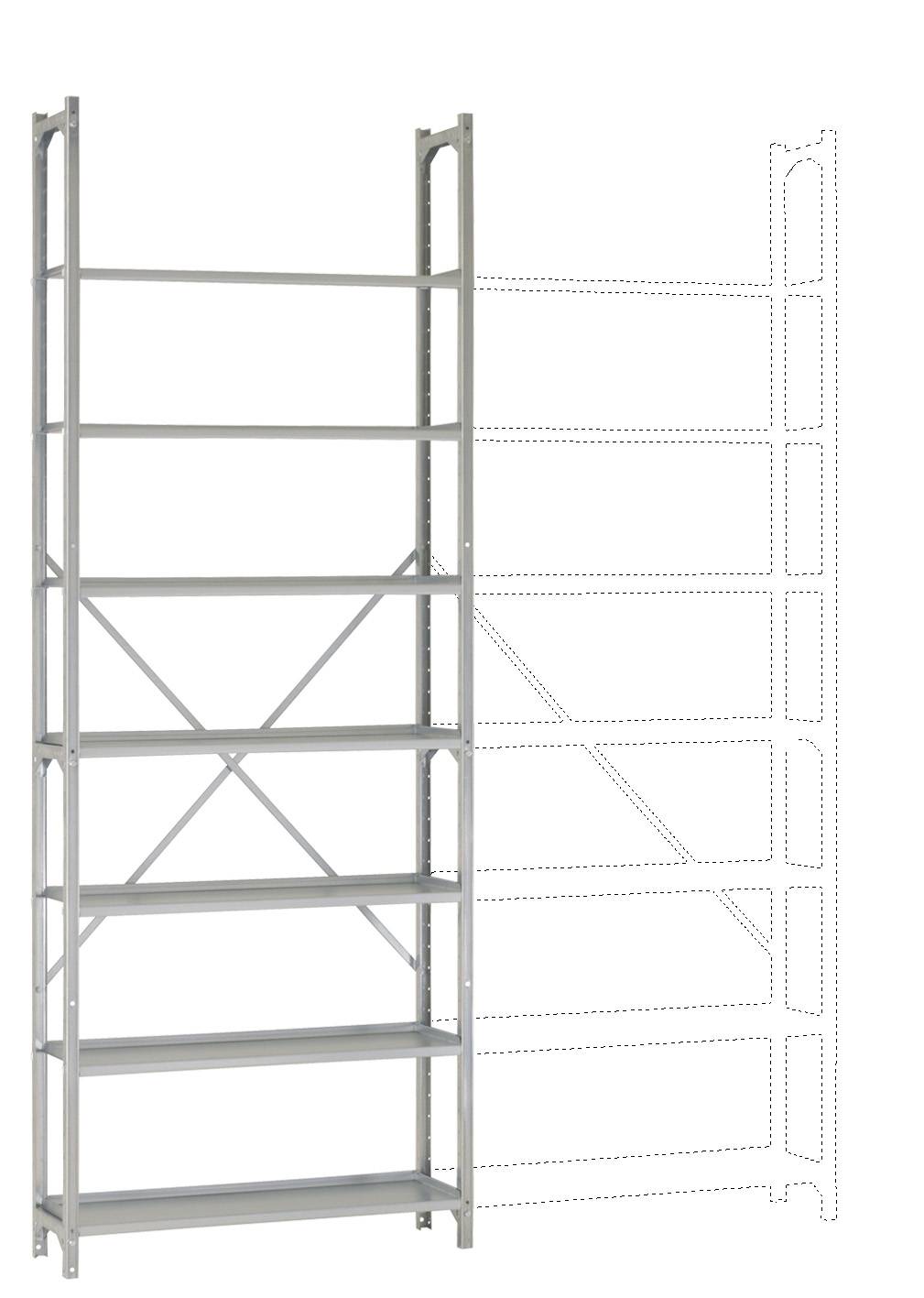 Manuflex RA2071 Aktenregal-Grundmodul (B x H x T) 900 x 2600 x 300 mm Verzinkt