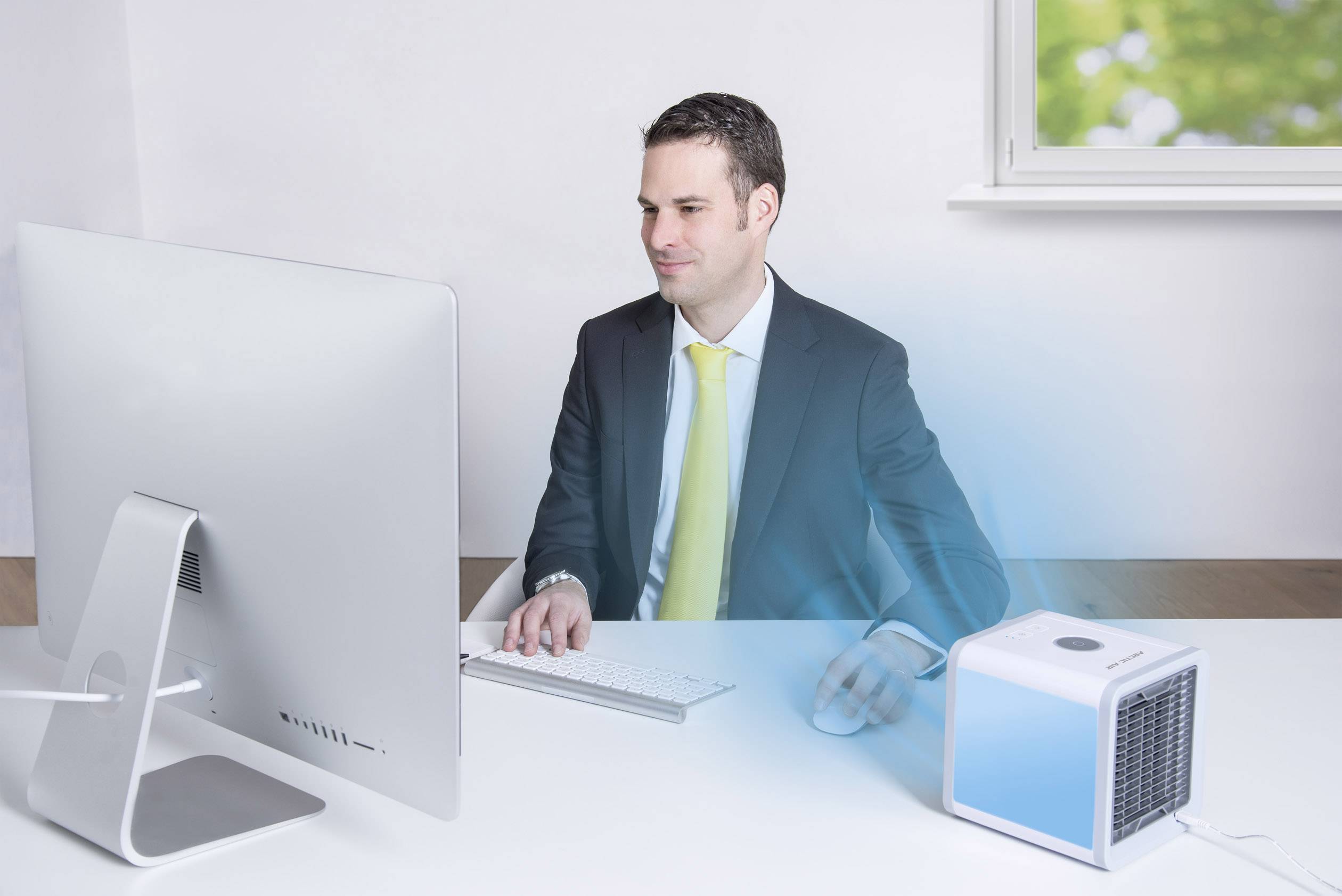 MediaShop Arctic Air Luftkühler 10W (L x B x H) 17 x 17 x 17cm Weiß, Grau mit wählbaren Stimmungslichtern