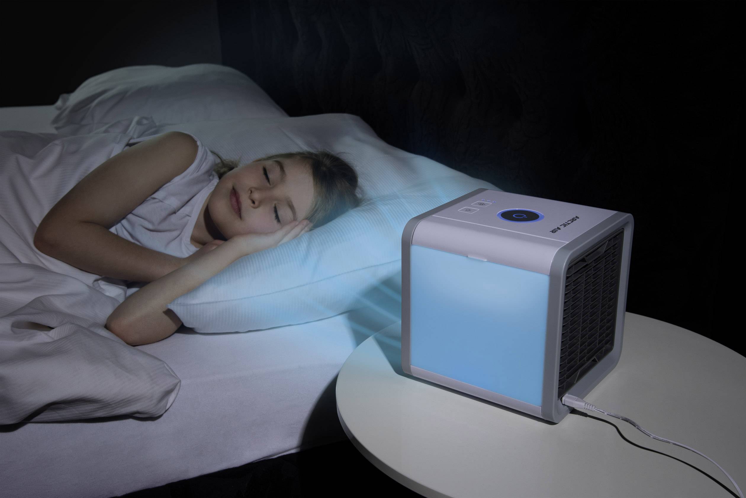 MediaShop Arctic Air Luftkühler 10W (L x B x H) 17 x 17 x 17cm Weiß, Grau mit wählbaren Stimmungslichtern