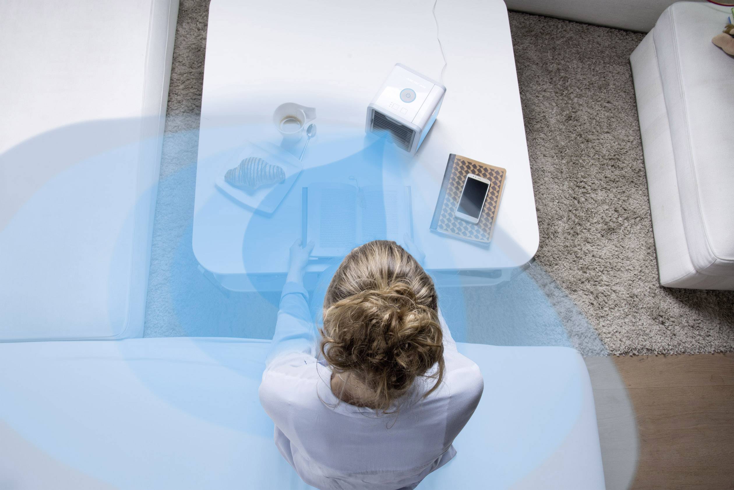 MediaShop Arctic Air Luftkühler 10W (L x B x H) 17 x 17 x 17cm Weiß, Grau mit wählbaren Stimmungslichtern