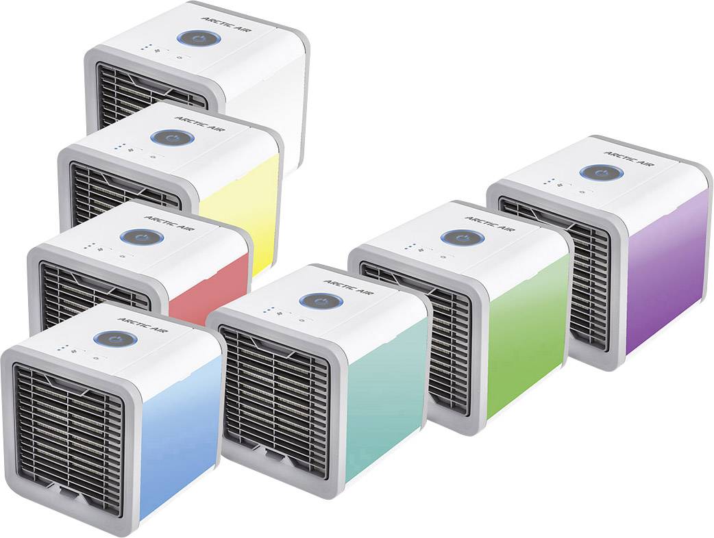 MediaShop Arctic Air Luftkühler 10W (L x B x H) 17 x 17 x 17cm Weiß, Grau mit wählbaren Stimmungslichtern