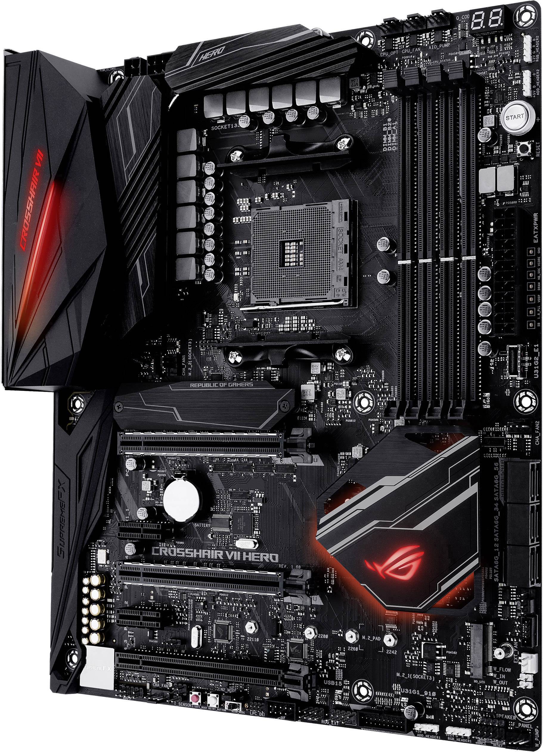 Asus ROG Crosshair VII Herro Mainboard Sockel (PC) AMD AM4 Formfaktor (Details) ATX Mainboard-Chipsatz AMD® X470