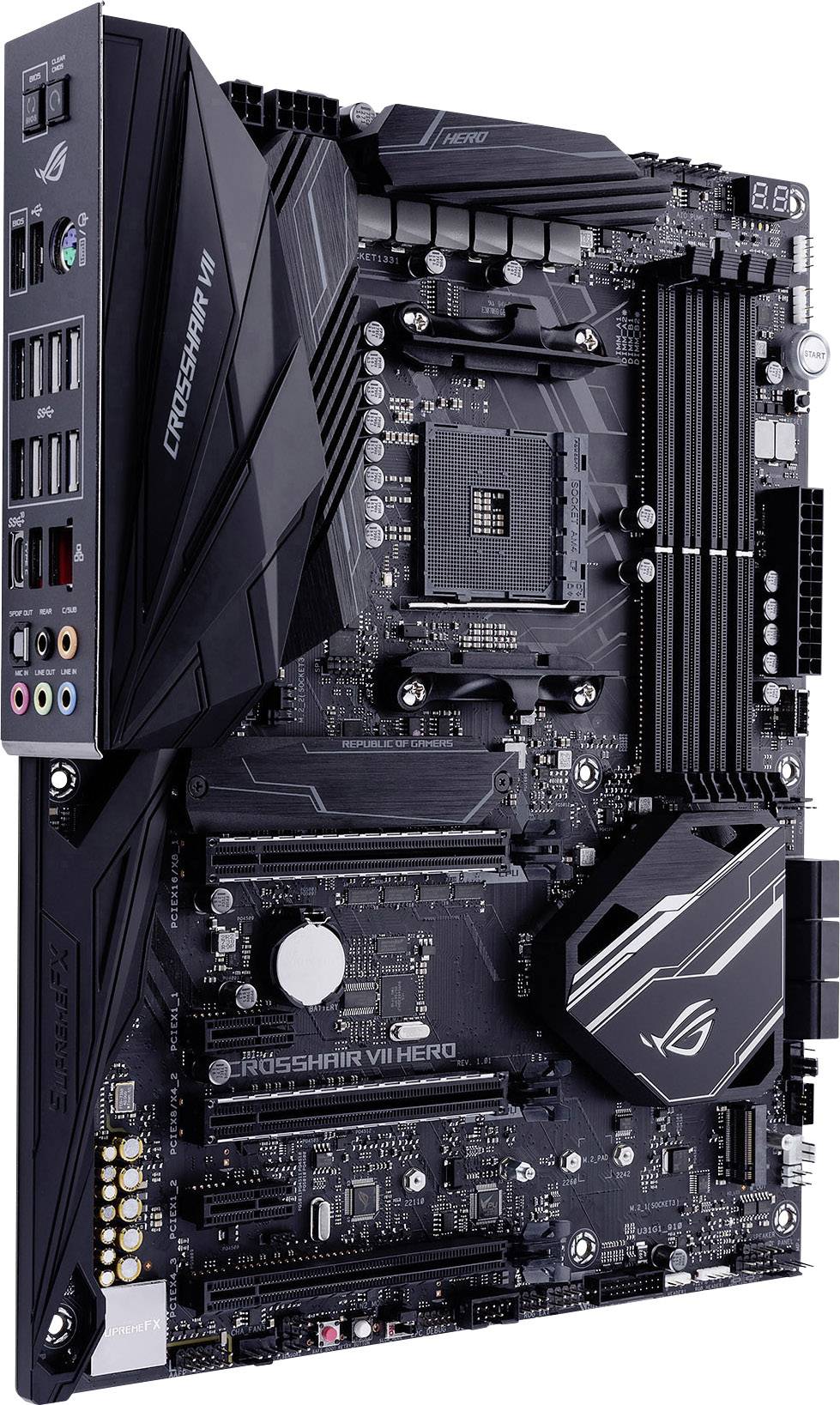 Asus ROG Crosshair VII Herro Mainboard Sockel (PC) AMD AM4 Formfaktor (Details) ATX Mainboard-Chipsatz AMD® X470