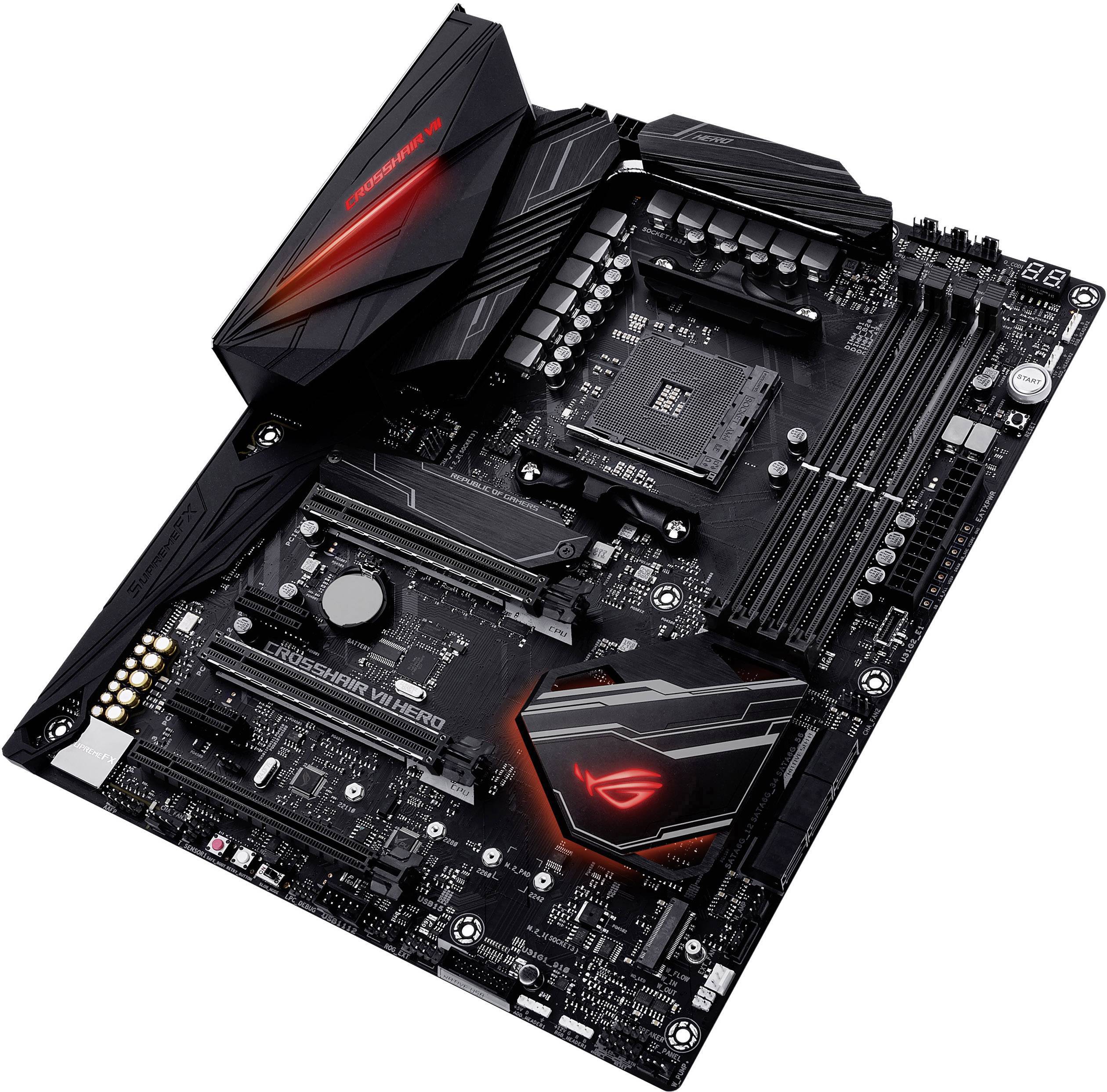 Asus ROG Crosshair VII Herro Mainboard Sockel (PC) AMD AM4 Formfaktor (Details) ATX Mainboard-Chipsatz AMD® X470