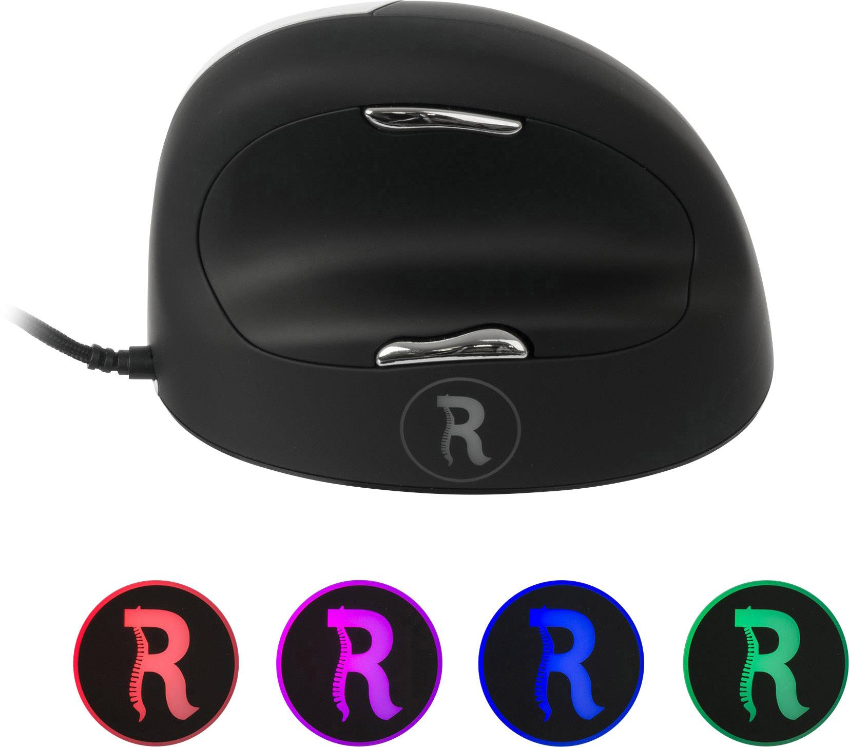 R-GO Tools RGOHELA Ergonomische Maus USB Größe: L Optisch Schwarz, Silber 4 Tasten 3500 dpi Ergonomisch