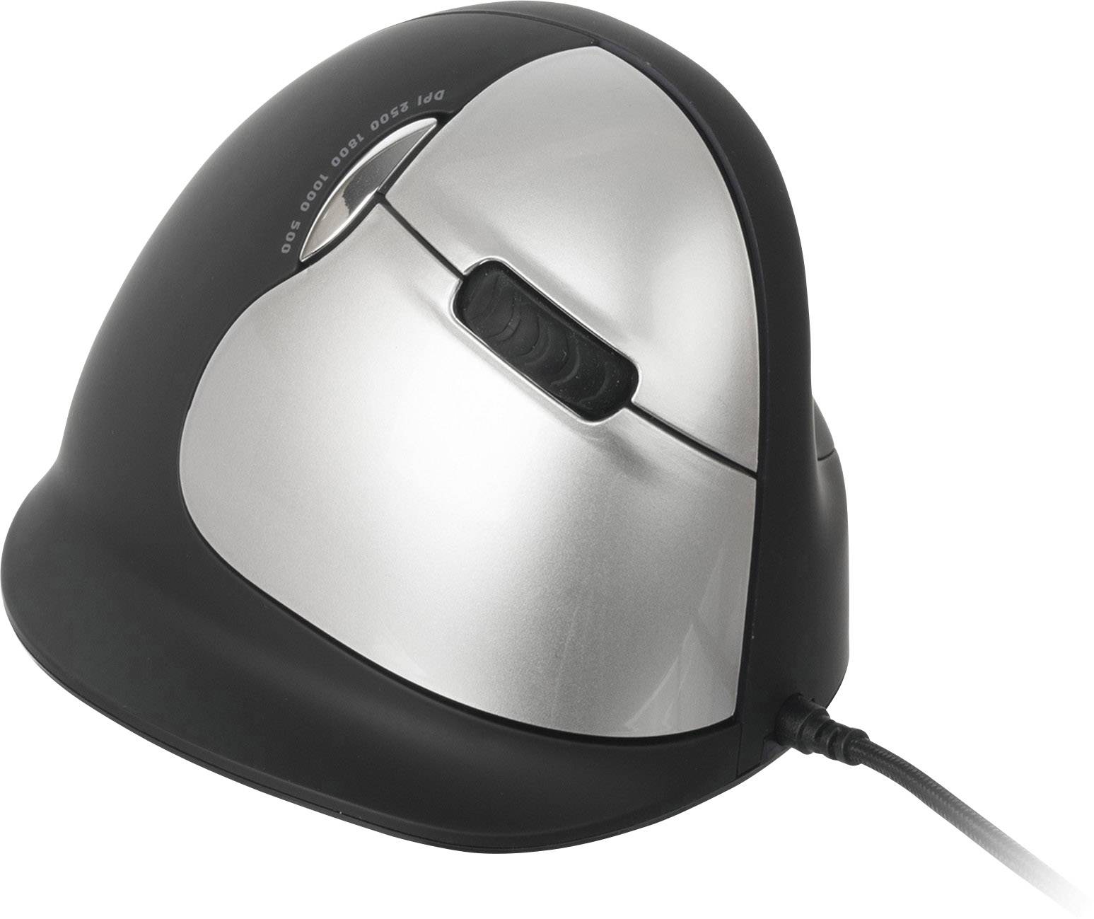 R-GO Tools RGOBRHESMR Ergonomische Maus USB Optisch Schwarz, Silber 4 Tasten 3500 dpi Ergonomisch