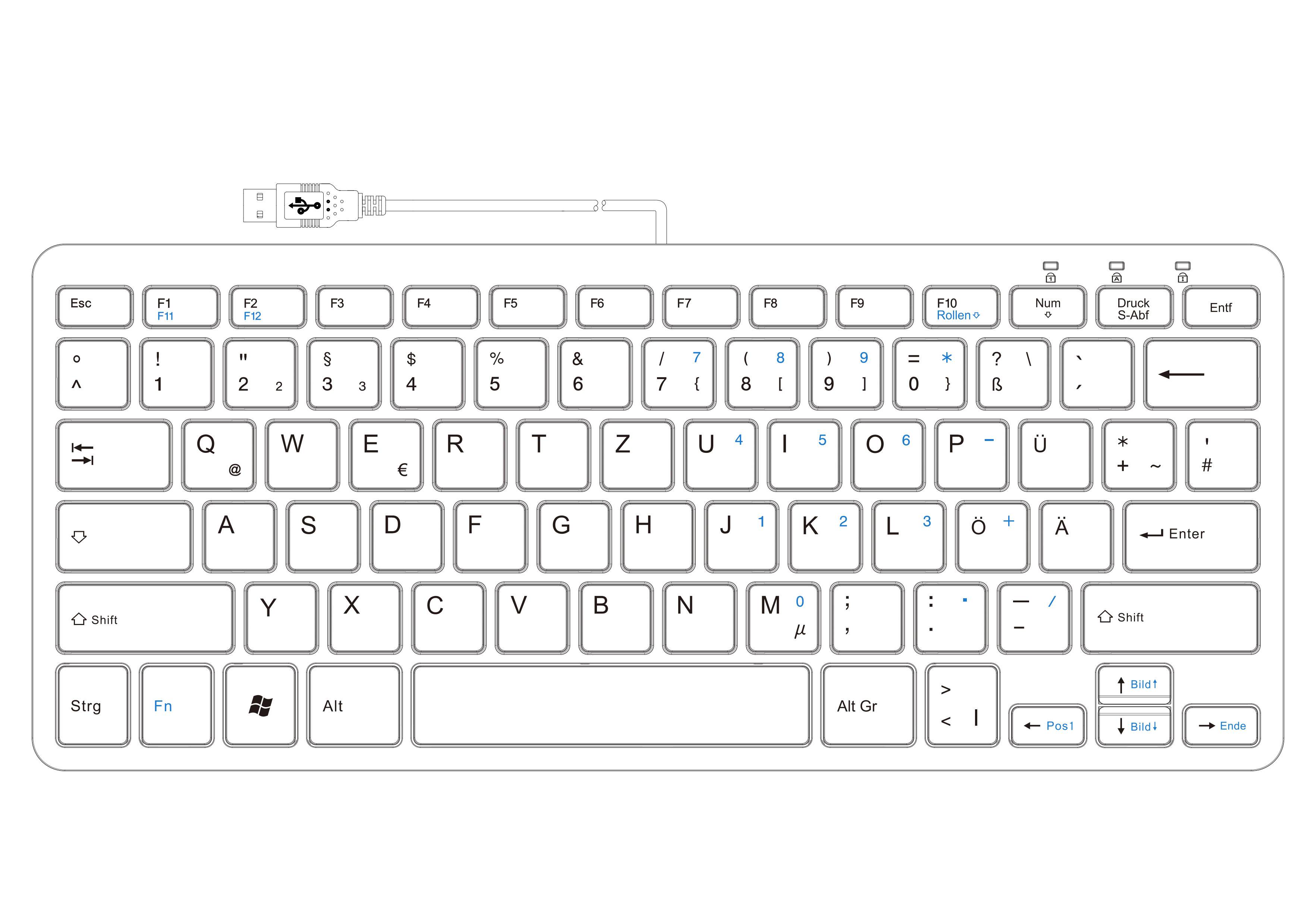 R-GO Tools RGOECQZW USB Tastatur Deutsch, QWERTZ, Windows® Weiß