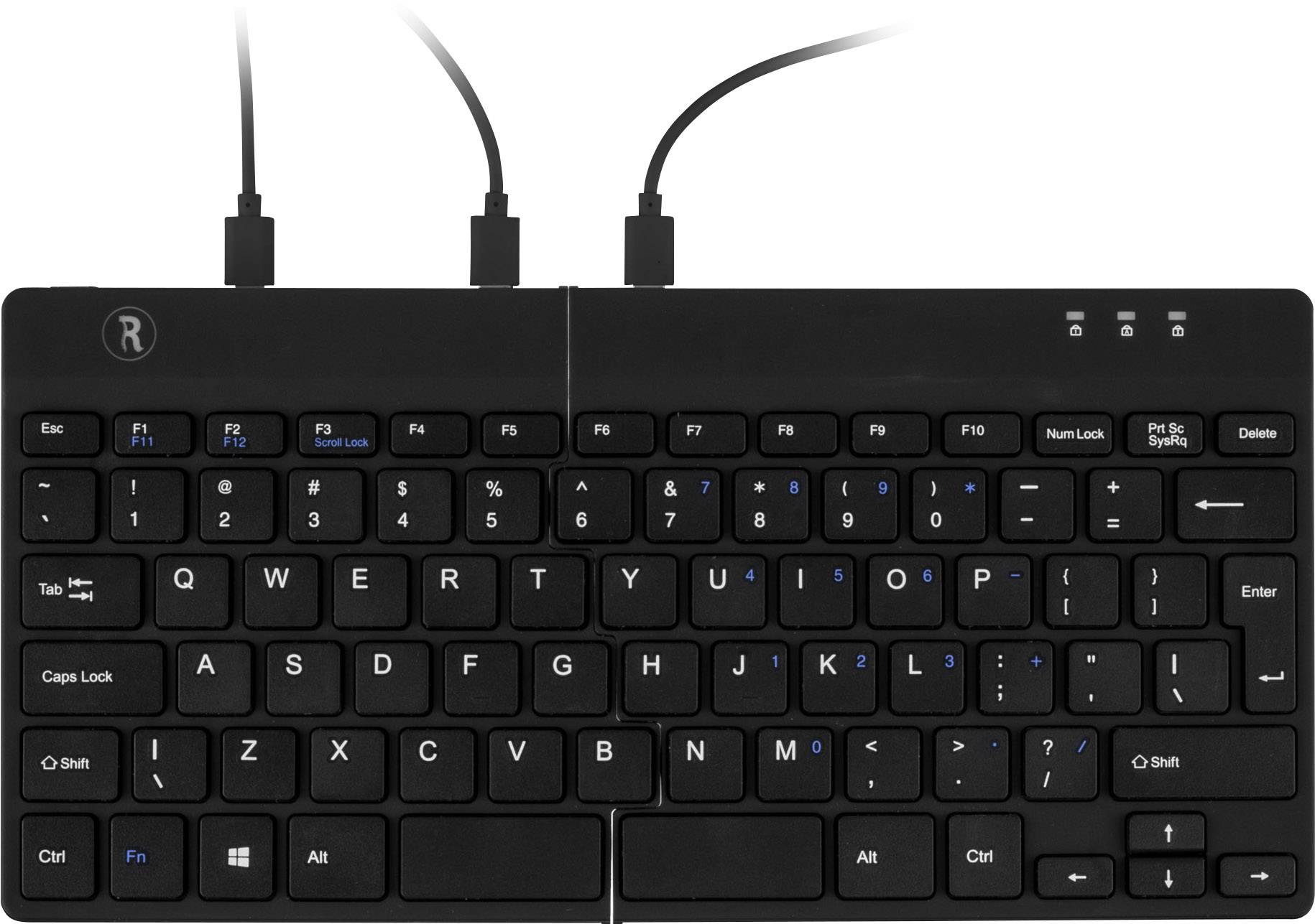 R-GO Tools RGOSP-DEWIBL USB Tastatur Deutsch, QWERTZ Schwarz Ergonomisch