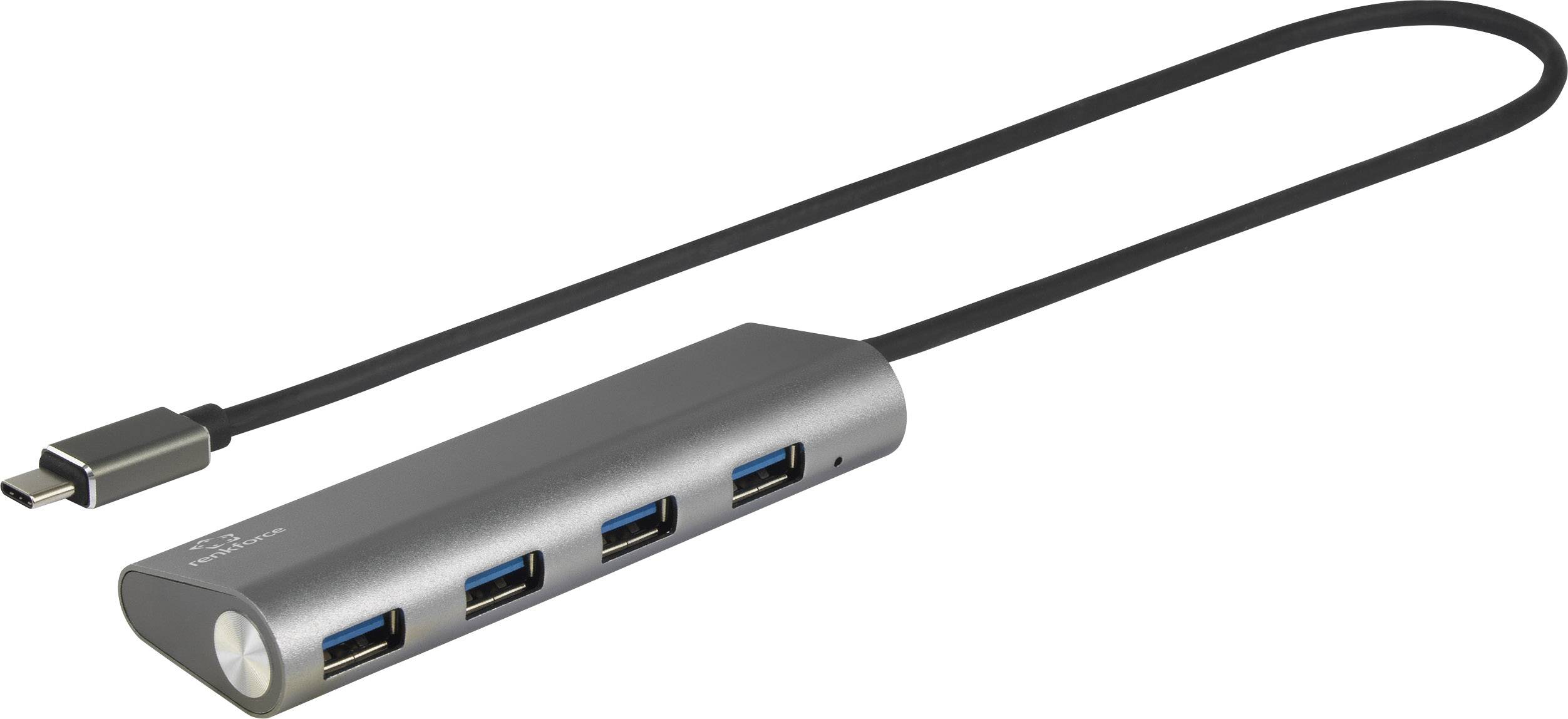 Renkforce 4 Port USB 3.1 Gen 1-Hub mit Aluminiumgehäuse Silber