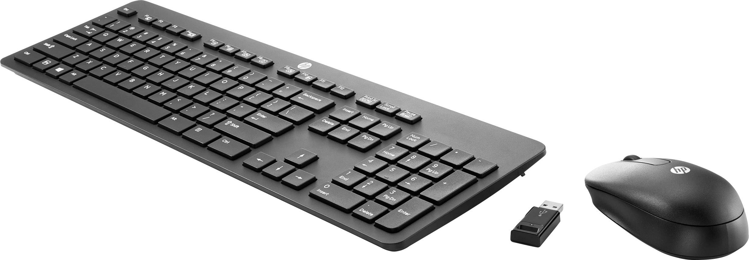 HP Slim Wireless Keyboard & Mouse Funk Tastatur, Maus-Set Deutsch, QWERTZ Schwarz