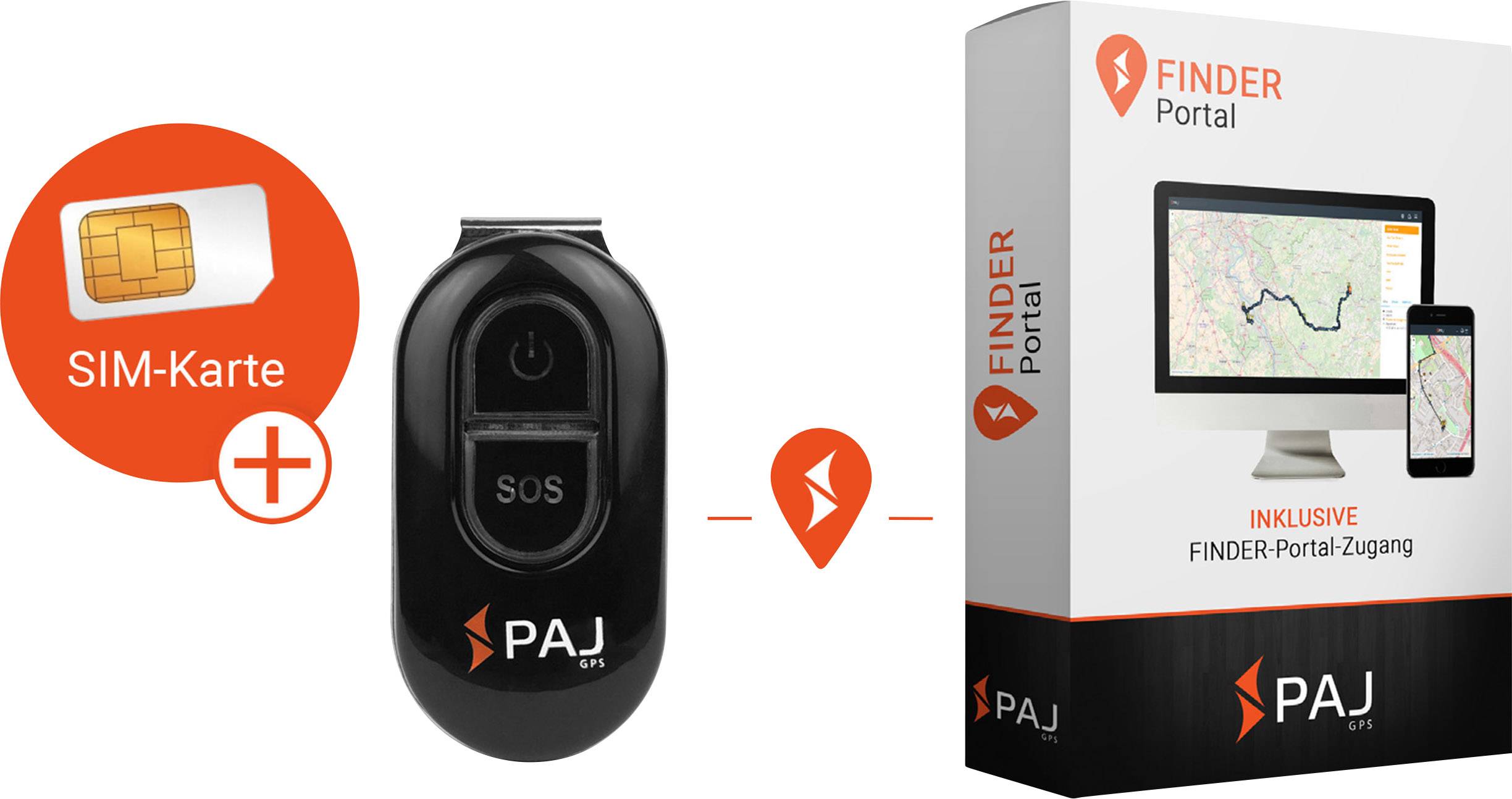 PAJ EASY Finder GPS Tracker Personentracker, Multifunktionstracker, Haustiertracker Schwarz
