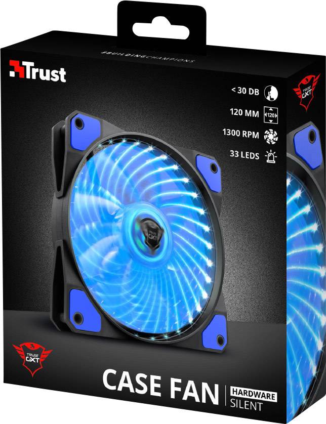 Trust GXT 762B PC-Gehäuse-Lüfter Schwarz, Blau (B x H x T) 120 x 120 x 25mm