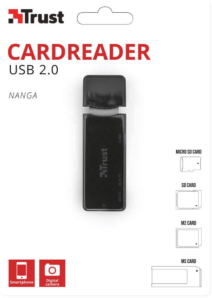Trust Nanga USB 2.0 Cardreader Externer Speicherkartenleser USB 2.0 Schwarz
