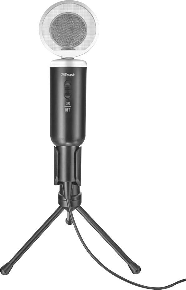 Trust Madell Desk Stand PC-Mikrofon Übertragungsart (Details):Kabelgebunden Audio, stereo (3.5 mm Klinke) Kabelgebunden Schwarz