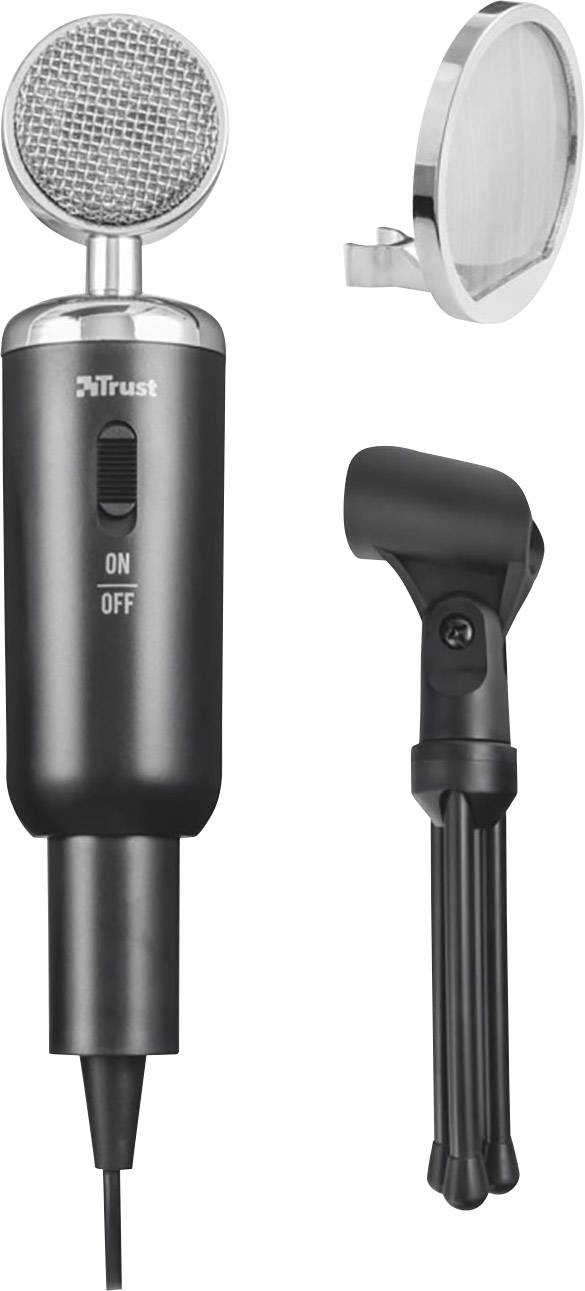 Trust Madell Desk Stand PC-Mikrofon Übertragungsart (Details):Kabelgebunden Audio, stereo (3.5 mm Klinke) Kabelgebunden Schwarz
