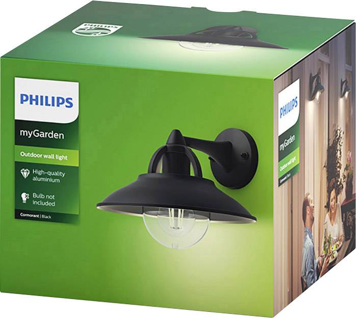 Philips LED Comorant 1738130PN Außenwandleuchte LED E27 42 W Schwarz