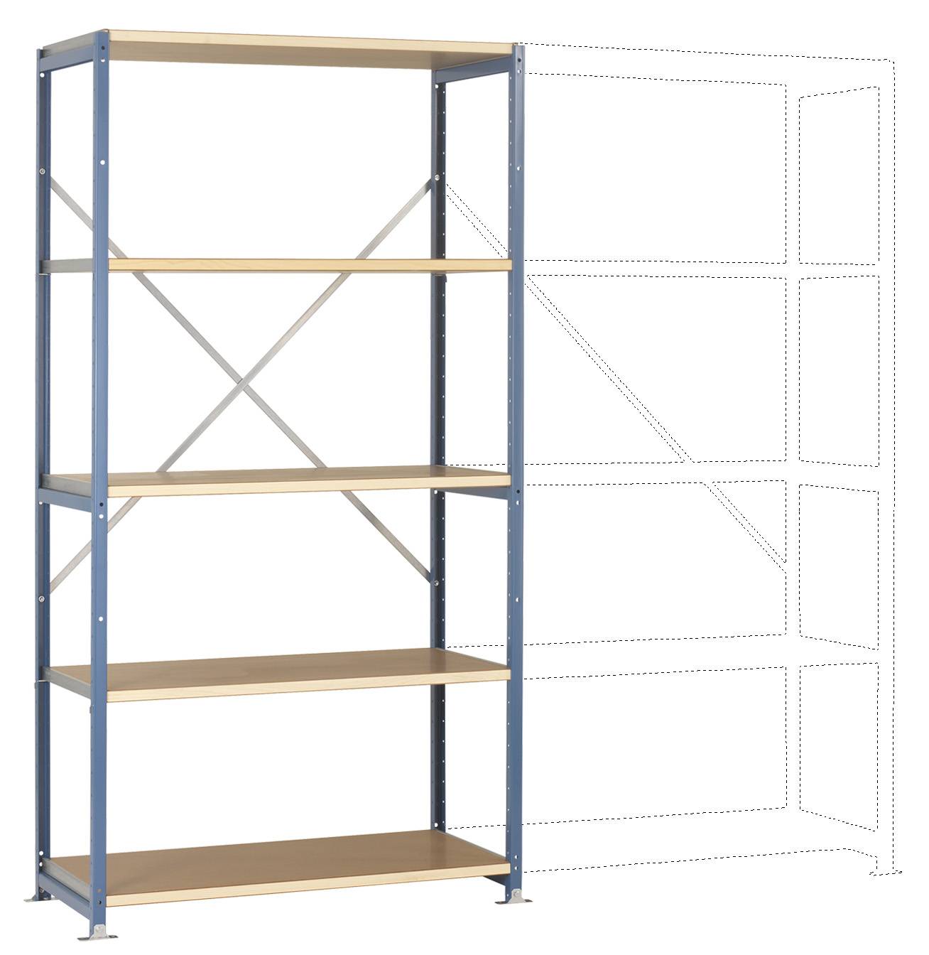 Manuflex RP1011.0001 Fachbodenregal-Grundmodul 140kg (B x H x T) 970 x 2000 x 400mm Stahl pulverbeschichtet Grau, Grün Holzboden