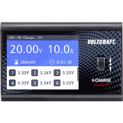 VOLTCRAFT V-Charge Field 200 Modellbau-Multifunktionsladegerät 12 V/DC 10A Blei, LiFePO, LiHV, LiIon, LiPo, NiCd, NiMH