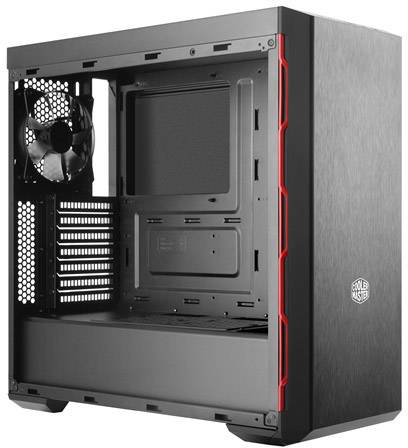 Cooler Master MasterBox MB600L Midi-Tower PC-Gehäuse Schwarz, Rot 1 vorinstallierter Lüfter, Für AIO Wasserkühlung geeignet, Seitenfenster, Staubf