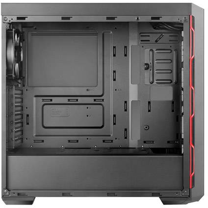 Cooler Master MasterBox MB600L Midi-Tower PC-Gehäuse Schwarz, Rot 1 vorinstallierter Lüfter, Für AIO Wasserkühlung geeignet, Seitenfenster, Staubf