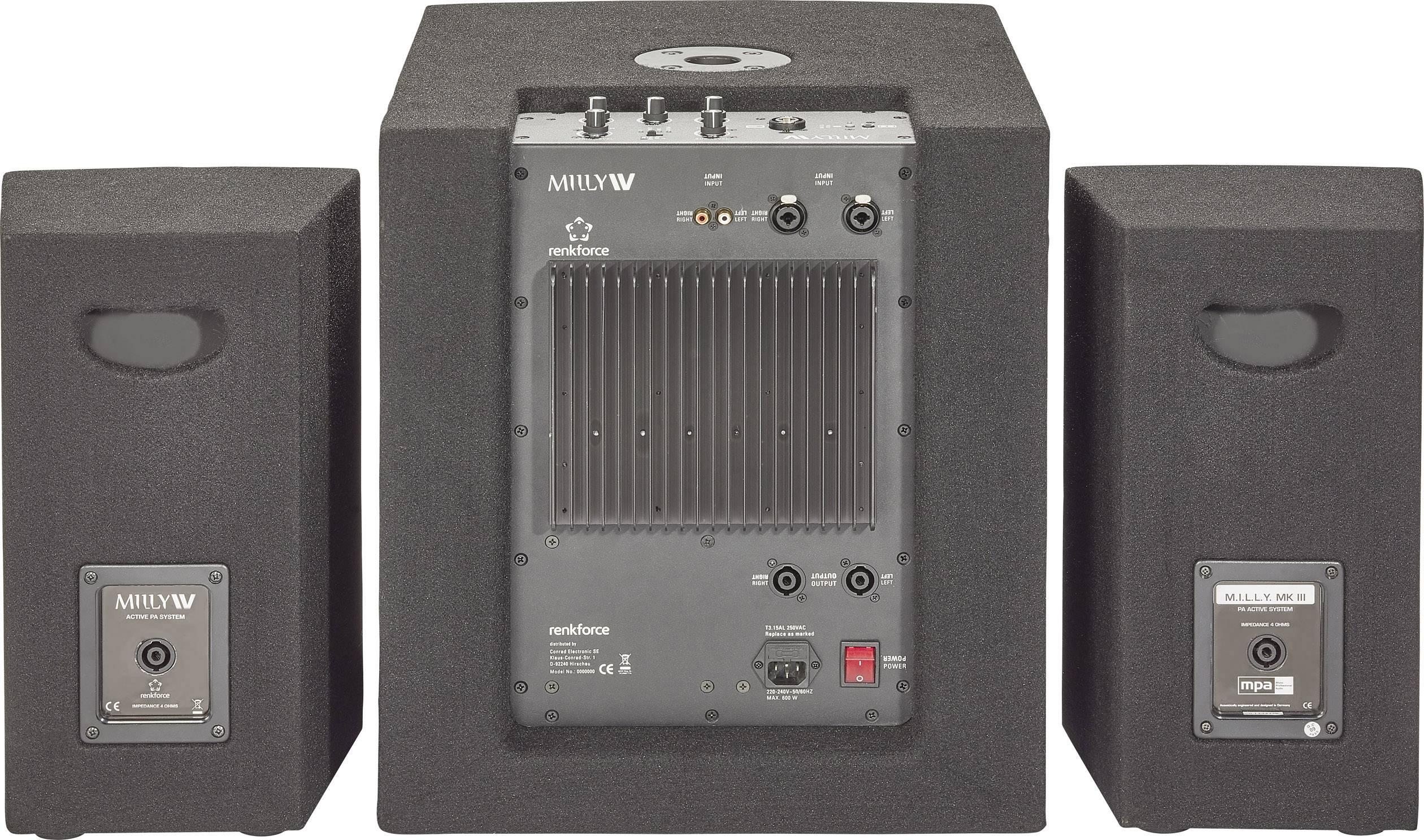 Renkforce M.I.L.L.Y IV Aktives PA-Lautsprecher-Set inkl. Subwoofer 1 Set