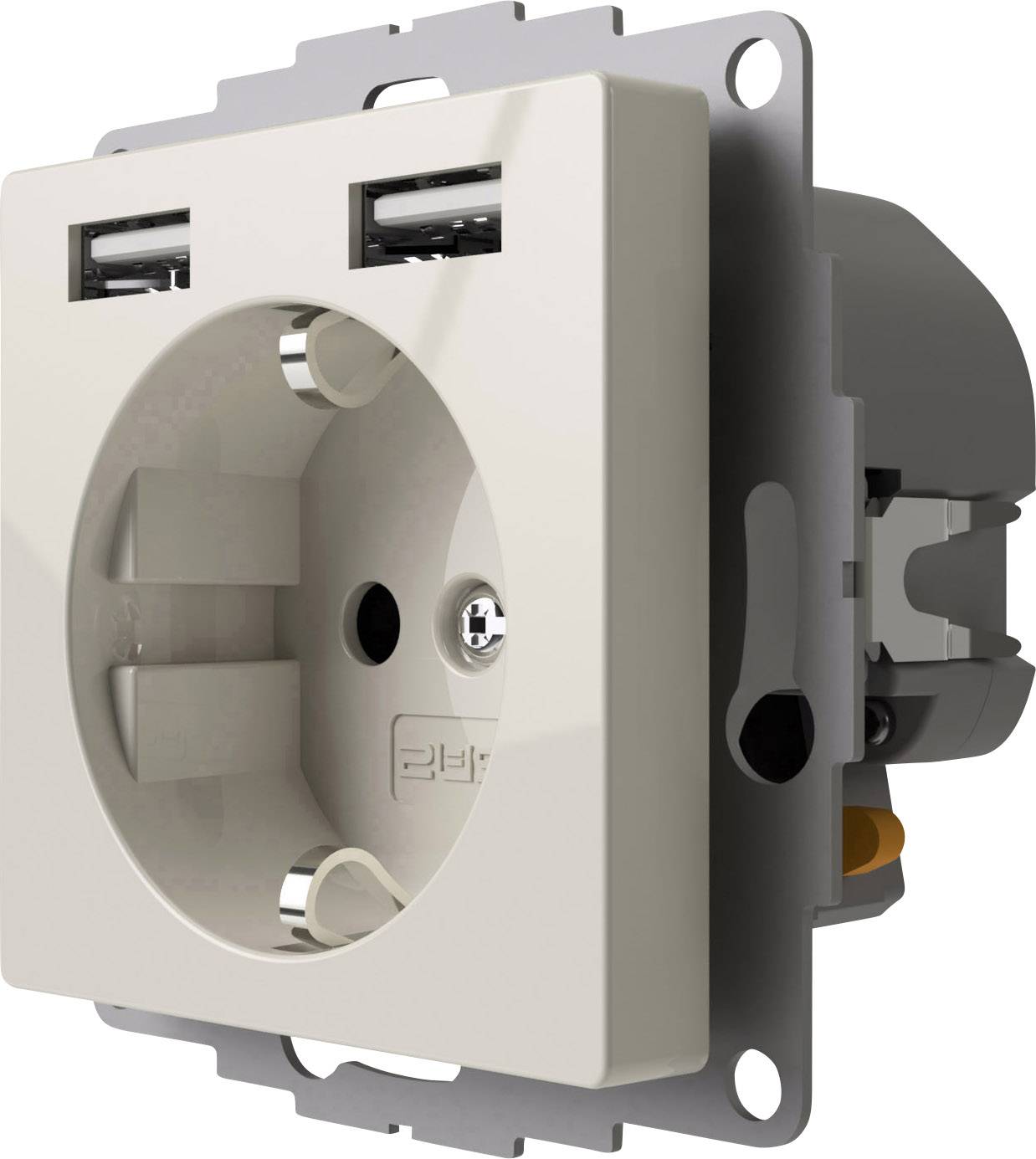 2USB 2U-449276 Unterputz-Steckdose VDE, mit USB, erhöhter Berührungsschutz IP20 Reinweiß, Glanzeffekt
