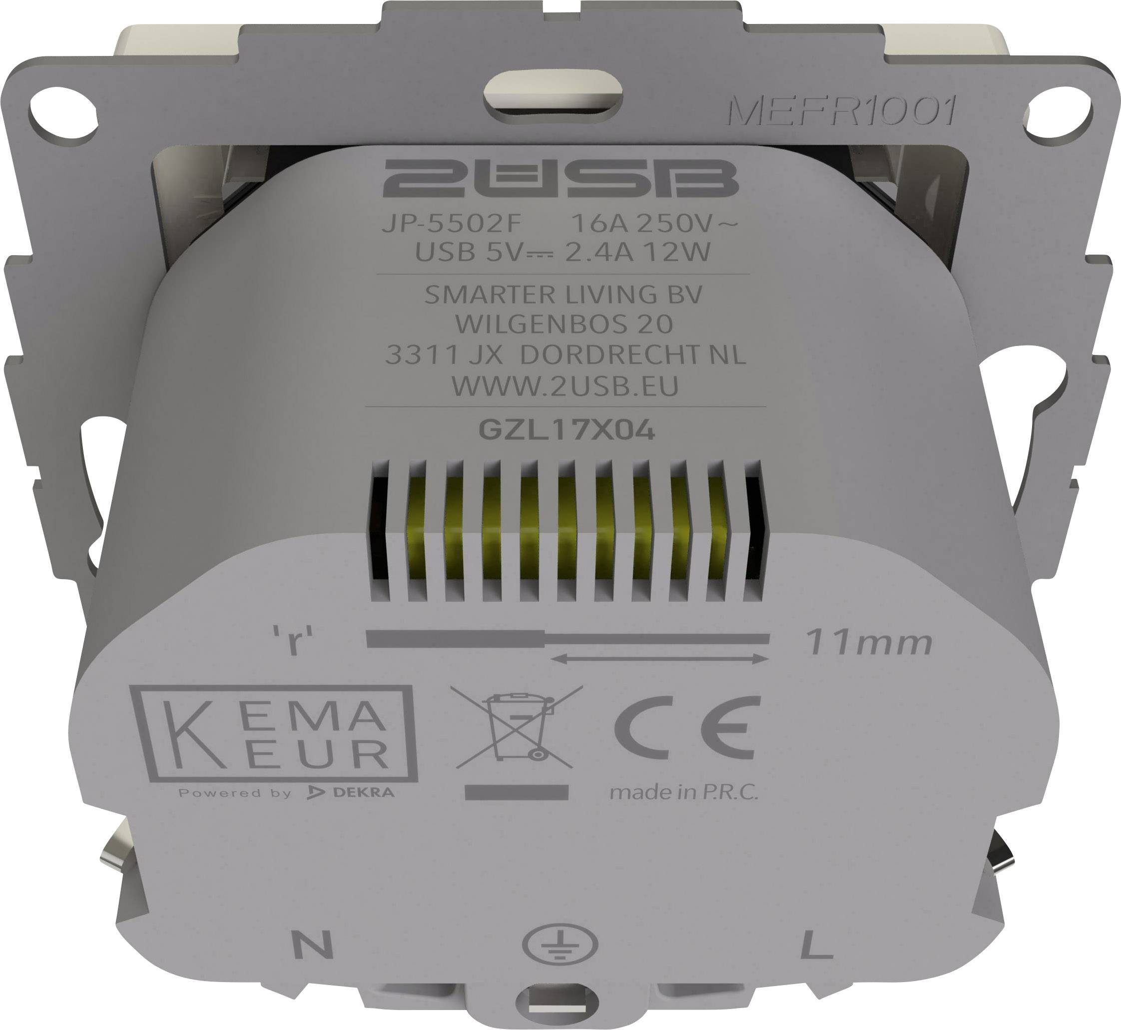 2USB 2U-449276 Unterputz-Steckdose VDE, mit USB, erhöhter Berührungsschutz IP20 Reinweiß, Glanzeffekt