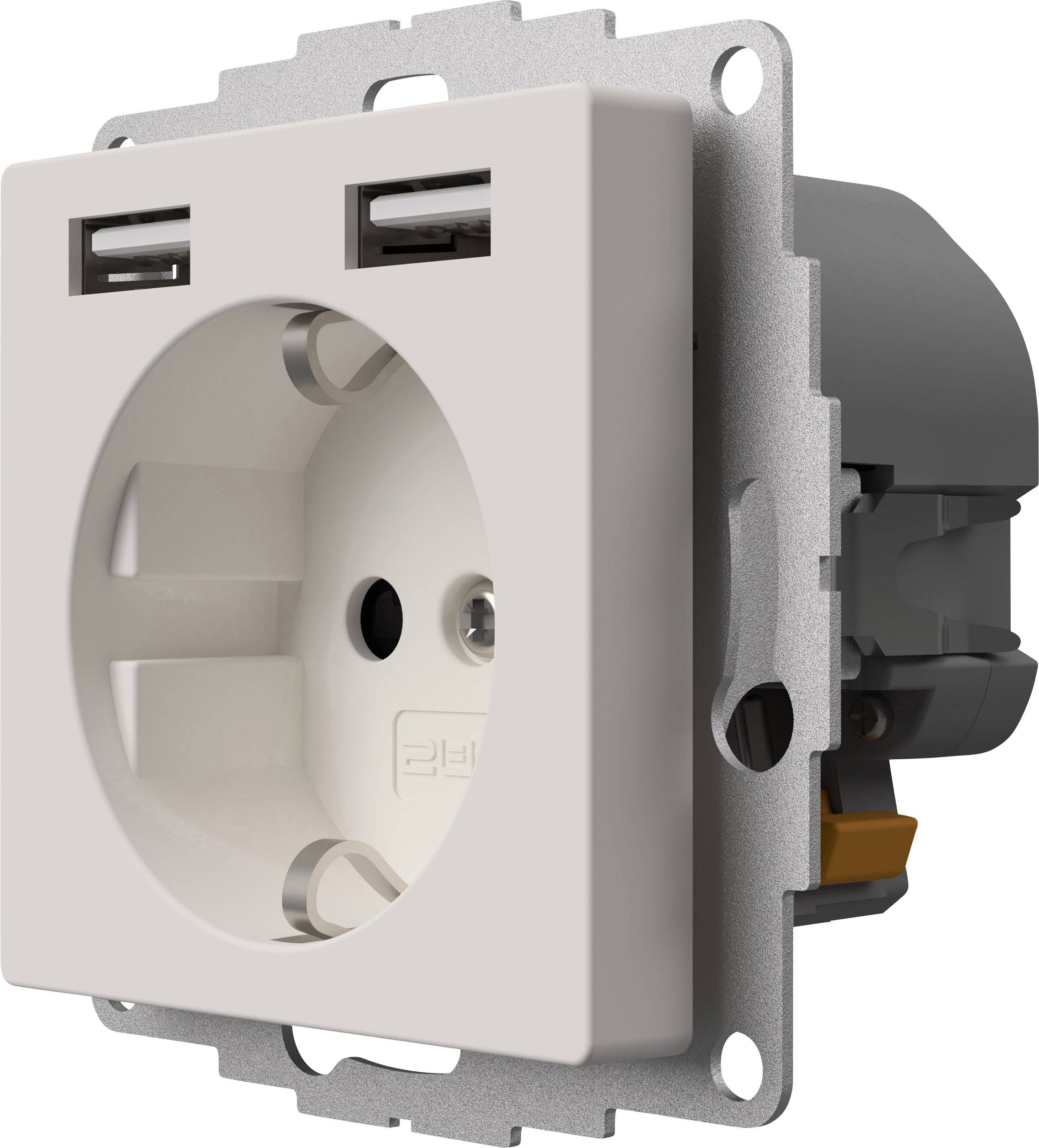 2USB 2U-449337 Unterputz-Steckdose VDE, mit USB, erhöhter Berührungsschutz IP20 Reinweiß, Matt