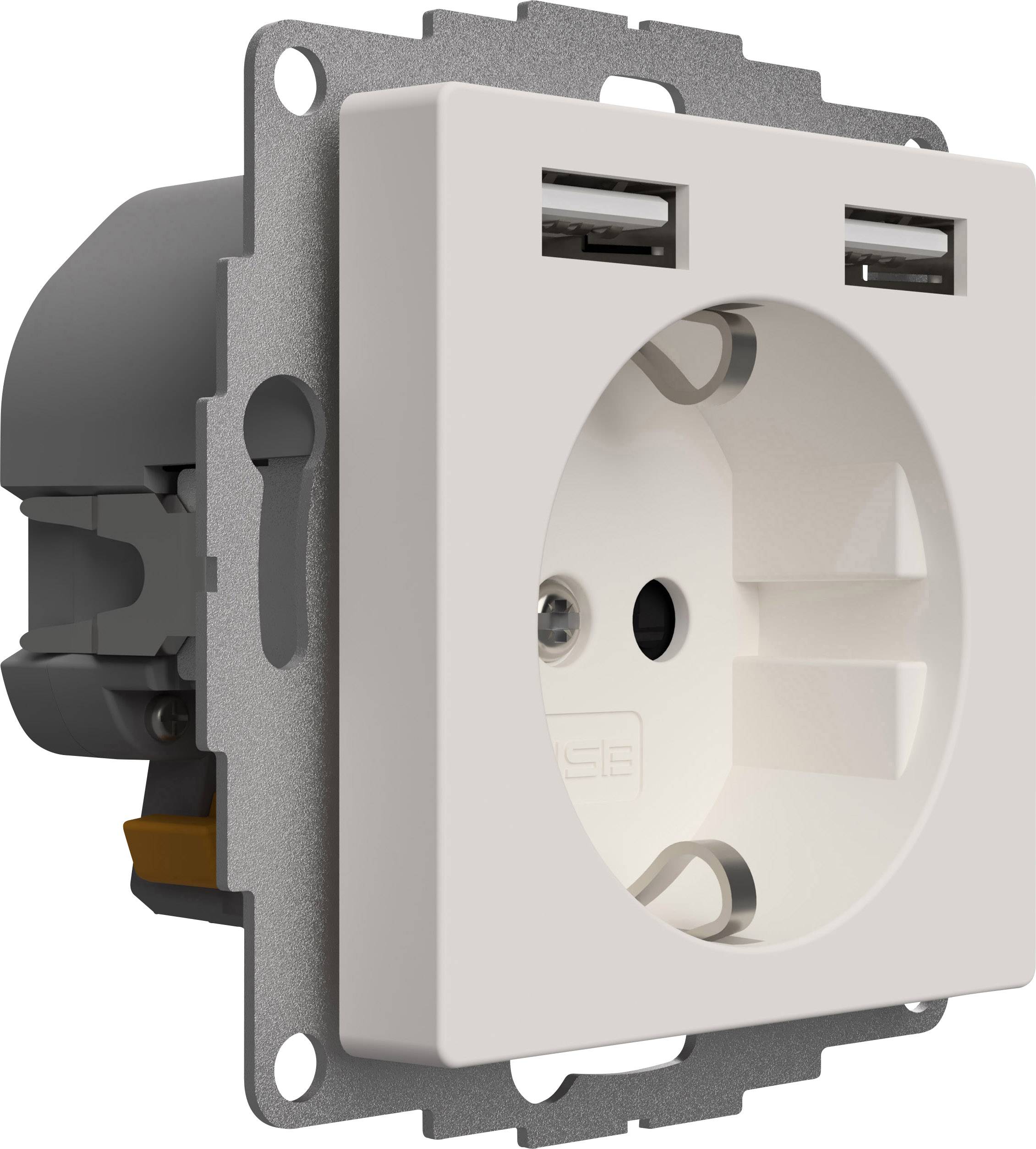 2USB 2U-449337 Unterputz-Steckdose VDE, mit USB, erhöhter Berührungsschutz IP20 Reinweiß, Matt