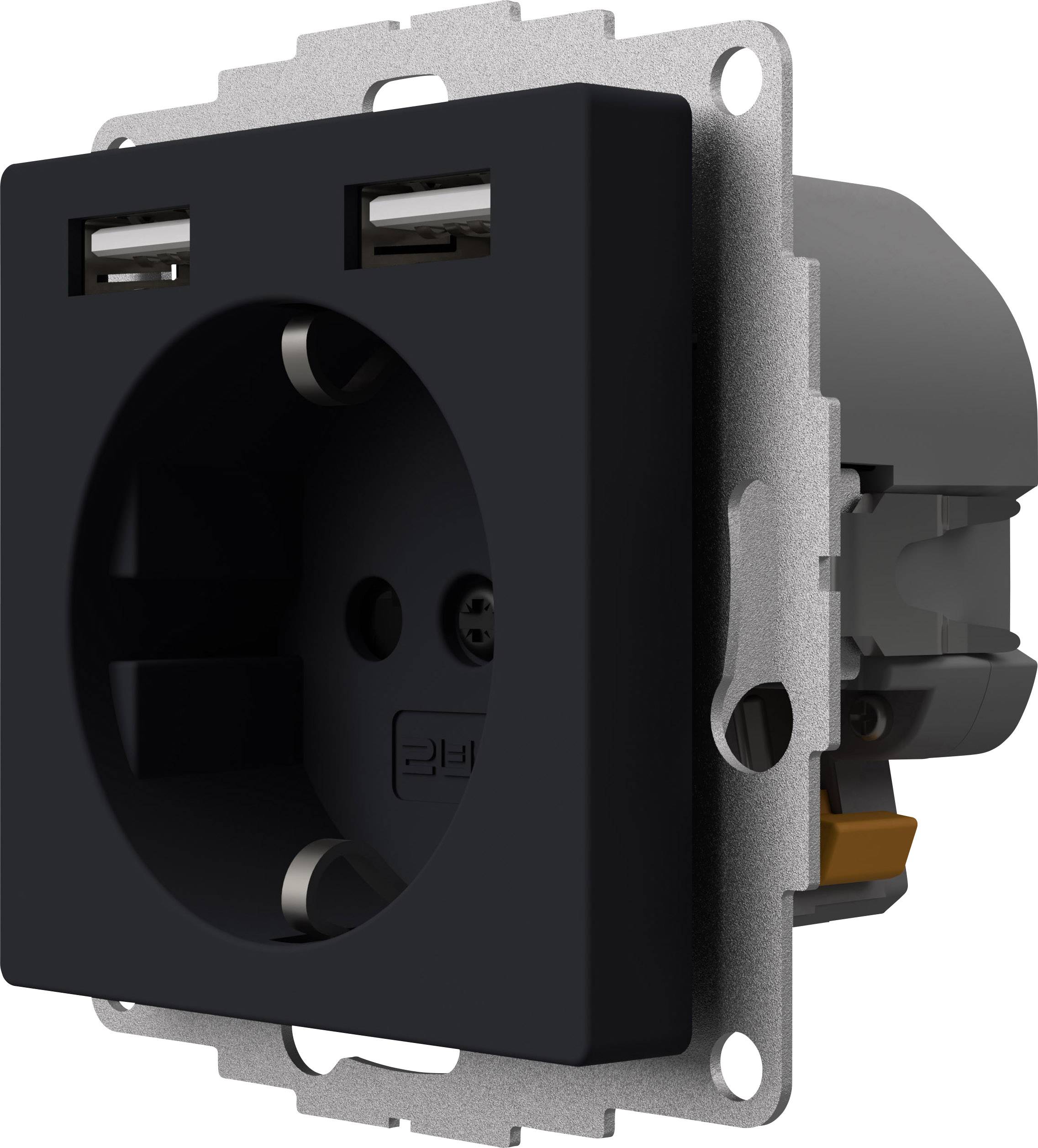 2USB 2U-449351 Unterputz-Steckdose VDE, mit USB, erhöhter Berührungsschutz IP20 Anthrazit