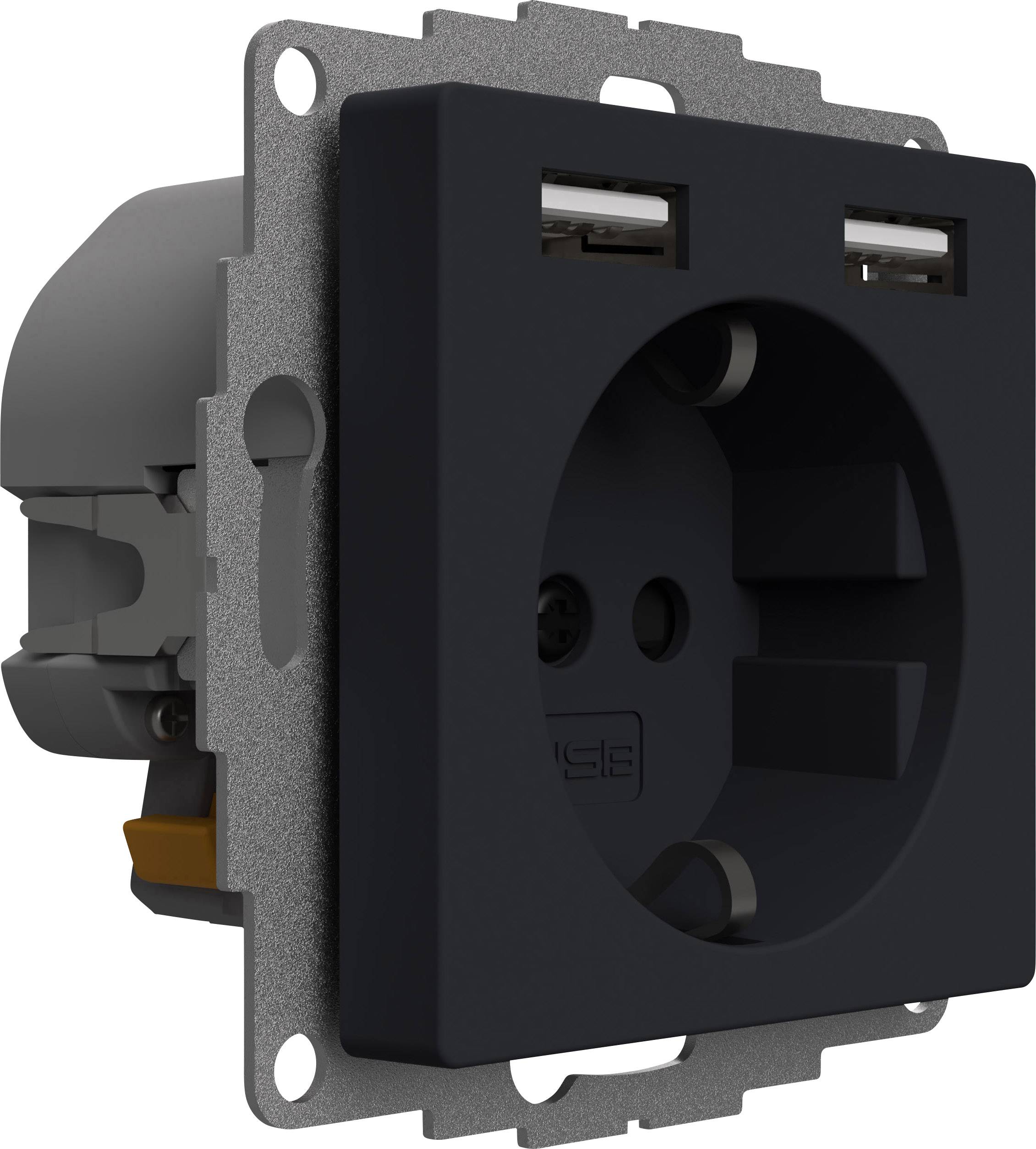 2USB 2U-449351 Unterputz-Steckdose VDE, mit USB, erhöhter Berührungsschutz IP20 Anthrazit