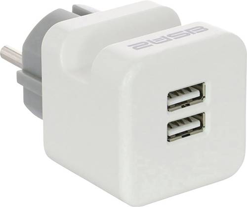 2USB 2U-449412 Zwischenstecker Kunststoff mit USB-Anschluss 230V Weiß, Grau IP20