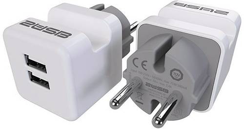 2USB 2U-449436 Zwischenstecker Kunststoff mit USB-Anschluss 230V Weiß, Grau IP20