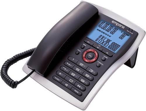 Emporia T14 Schnurgebundenes Telefon, analog Freisprechen Beleuchtetes Display Schwarz, Silber