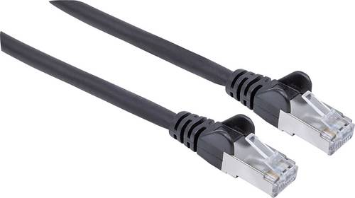 Intellinet 736855 RJ45 Patchkabel CAT 6a S/FTP 10.00 m Schwarz Folienschirm, Geflechtschirm, Haloge