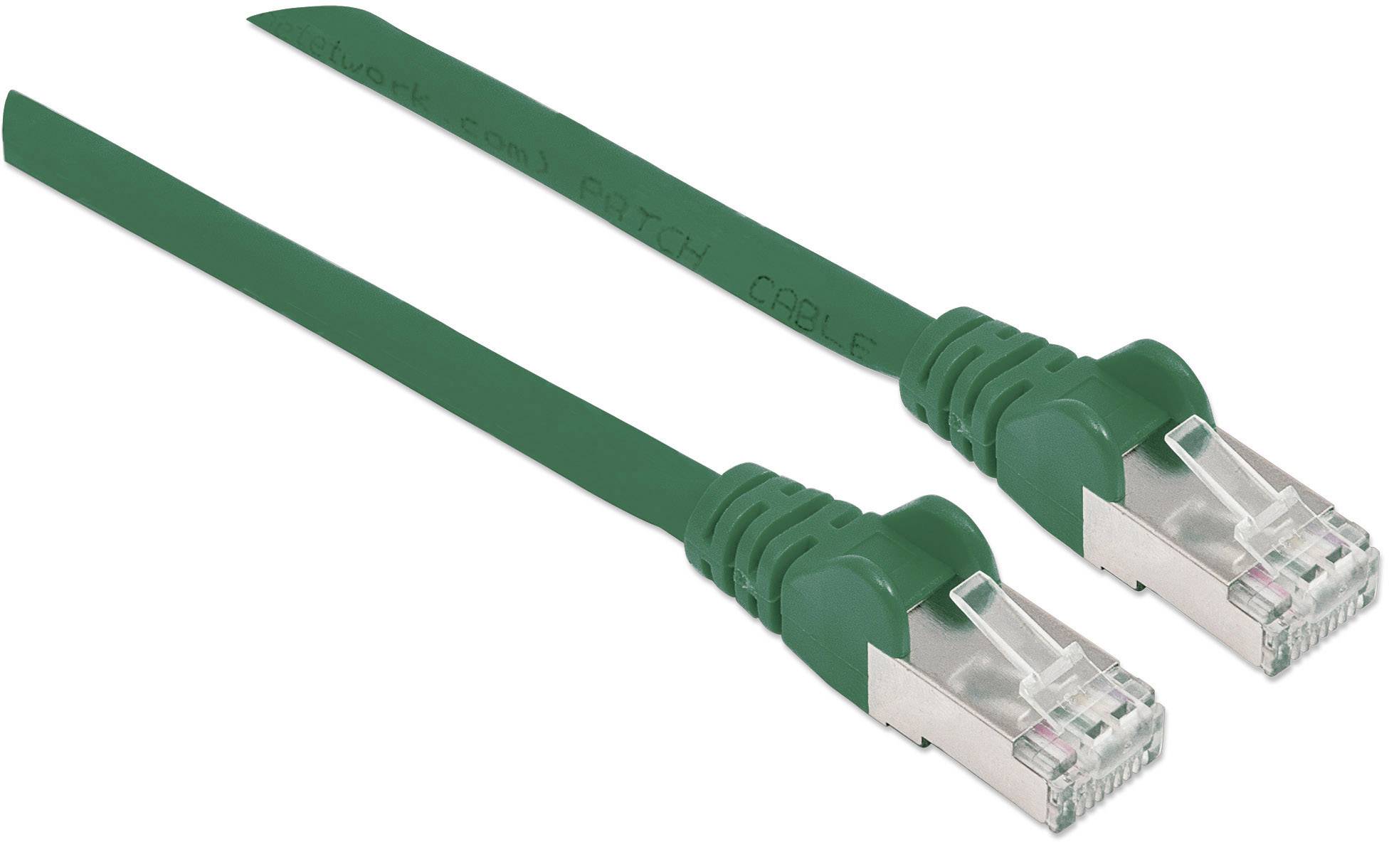 Intellinet 350662 RJ45 Netzwerkkabel, Patchkabel CAT 6a S/FTP 15.00m Grün Folienschirm, Geflechtschirm, Halogenfrei 1St.