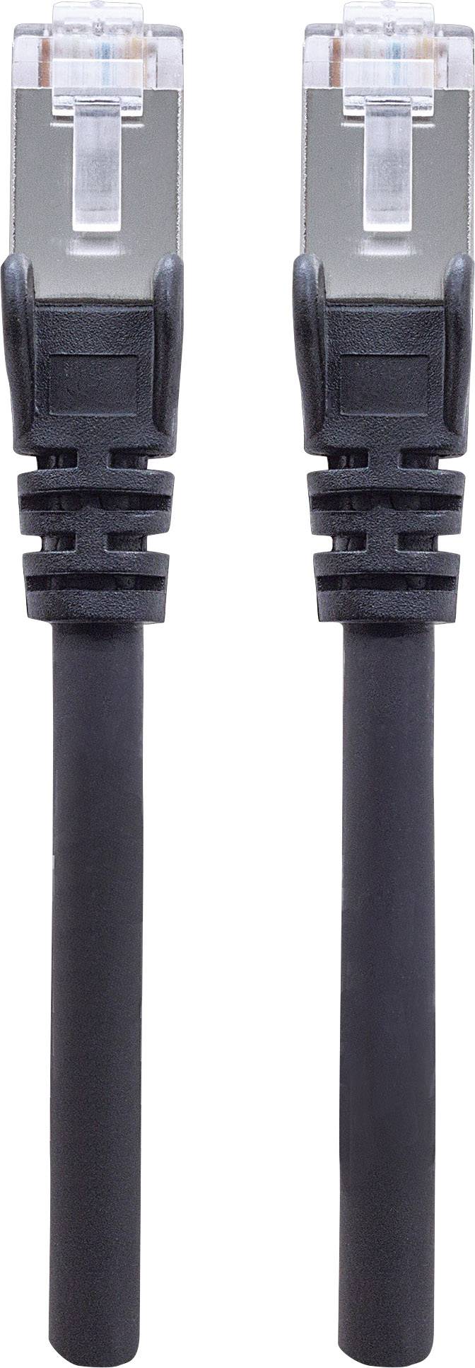 Zwei schwarze Ethernet-Kabel mit goldenen Kontakten an den RJ-45-Steckern liegen parallel zueinander.
