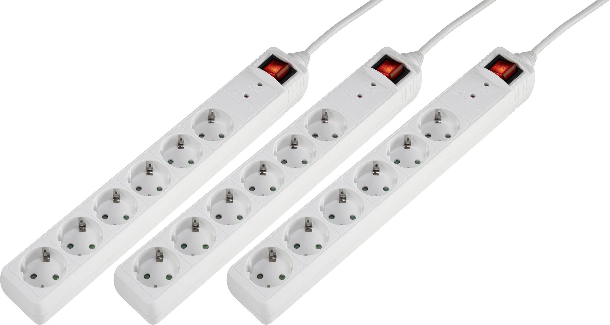 Basetech 1574789 Überspannungsschutz-Steckdosenleiste 6fach Weiß 1St.