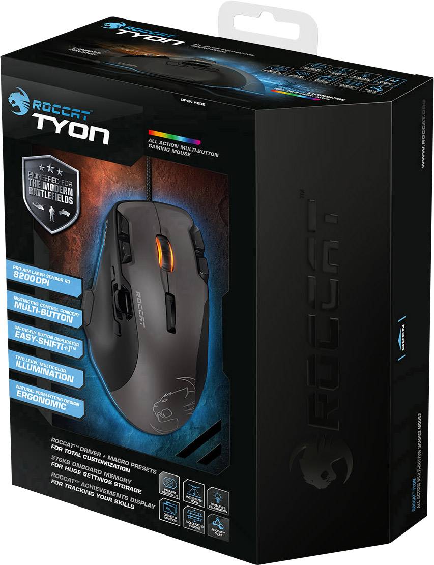 ROCCAT Tyon All Action Multi-Button Gaming - Maus - Laser - 16 Tasten - kabelgebunden - USB