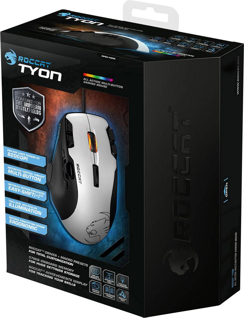 ROCCAT Tyon All Action Multi-Button Gaming - Maus - Laser - 16 Tasten - kabelgebunden - USB