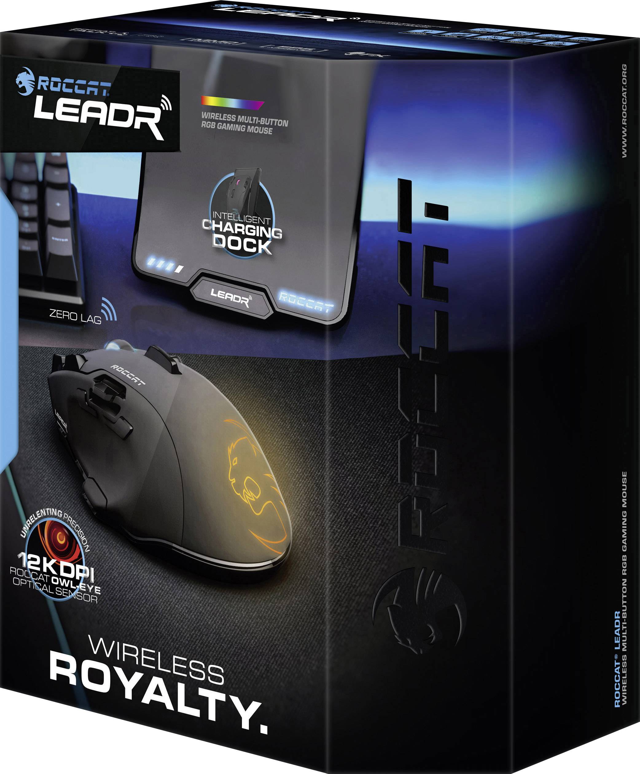 Roccat Leadr Multi-Button RGB Funk-Gaming-Maus Optisch Ergonomisch, Beleuchtet Schwarz